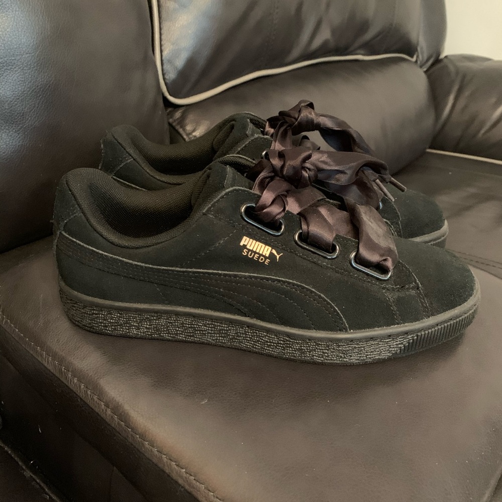 Puma suede heart satin sneakers
